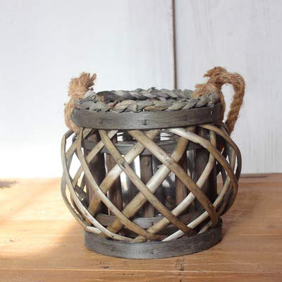 KiaoTime Grey 6 Nautical Wicker Candle Holder Tealight Lantern Beach Wedding Decor Rustic