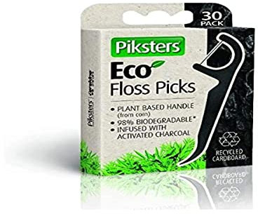 Piksters Eco Charcoal 30 Floss Picks - Pack of 1