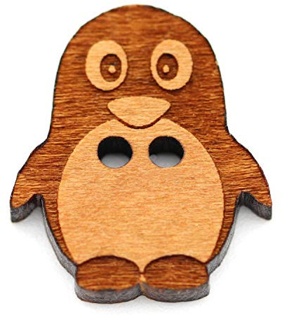 NaturSchatulle Holzknöpfe Motiv Pinguin | 5 Stück Kirsche 2 Loch Knöpfe Holz DIY Basteln Nähen Schmuckherstellung Annähen Kinderknöpfe