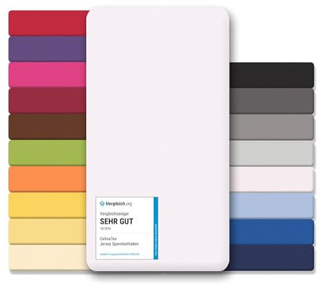 CelinaTex Jersey Spannbettlaken Lucina Doppelpack 200x200-200x220cm Schnee weiß 100% Baumwolle gekämmt bis 26cm Matratzenhöhe Spannbettbezug, Leintuch, Bettlaken, elastisch, Strech, Oeko-Tex