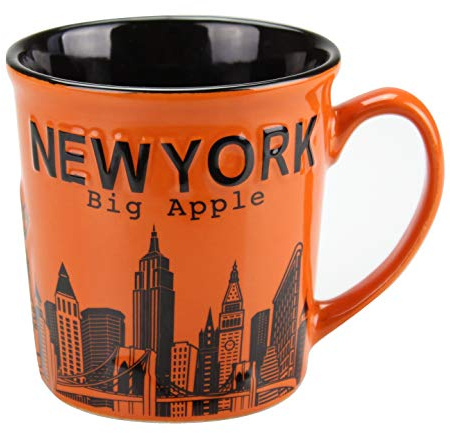 Torkia - New York Big Apple City Skyline Jumbo Ceramic Coffee Cups - 12oz (Orange)