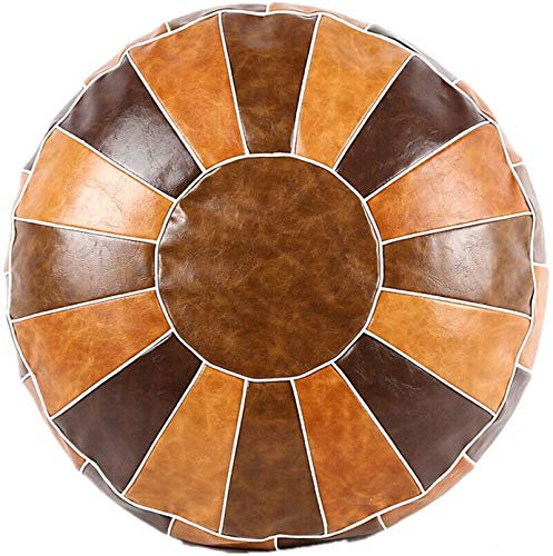 Marokkanischer Pouf aus Kunstleder, unaufgefüllt, Ottoman, handgefertigt, Fußstütze (braun)