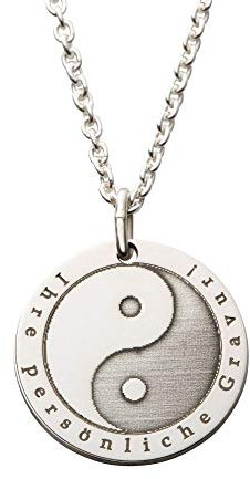 JUWEDI.de Damen Hals-Kette echt Silber 925 mit Symbol Ying Yang - Harmonie & Gleichgewicht (20mm)