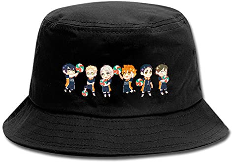 WANHONGYUE Haikyuu Anime Fischerhut Anglerhut Unisex UV Schutz Sonnenhut Sommer Faltbar Bucket Hut Strand Mütze Schwarz/5