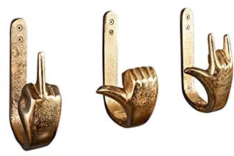 Riess Ambiente Extravagante Kleiderhaken FINGERS gold 3er Set Wandgarderobe Wand Garderobe Garderobenset