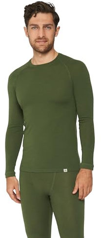 DANISH ENDURANCE Merino Langarm Shirt Herren, Thermounterwäsche Herren, Funktionsshirt, Grün, XXL