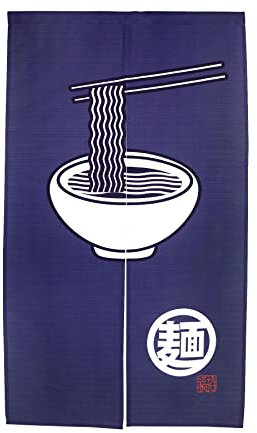 LIGICKY Japanische Gardinen Noren Lang Vorhänge Türvorhang Tapisseri für die Heimtextilien Raumteiler, Küche, Restaurant, Blau 85 x 150 cm (Nudeln)
