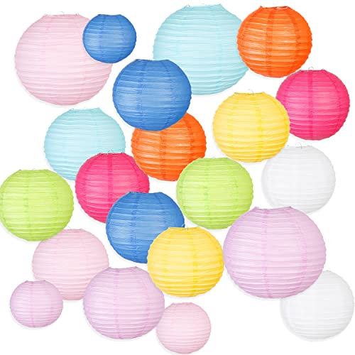 Himeland 21er Papier Laterne, Farbe Lampion, Hängende Papierlaternen Partydekor, für Garten Party Dekoration, Brautdusche, Babyparty, Geburtstag, Hochzeitszubehör, Abschlussfeier
