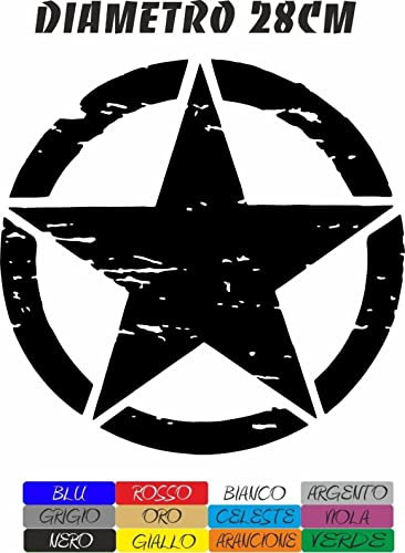 Adesivo Auto Moto Army 28cm vari colori Stella Militare U.S. Army fuoristrada 4x4 offroad opaco lucido in pvc sagomato COD127 (NERO OPACO)