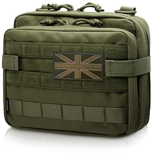 WYNEX Taktische große Administasche mit doppellagigem Design, Molle EDC EMT Utility Pouch mit Kartenhülle modulare Werkzeugtasche mit großem Fassungsvermögen, armee-grün, Einheitsgröße