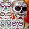 Shegazzi 4 Blätter Maske Temporäre Tattoos Halloween Kostüm Damen Frauen Männer, Fake Tattoos Gesicht Gesichtstattoo Skelett Spinnennetz, Schminke Erwachsene Halloween Accessoires Maskerade Zubehör 3D