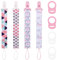 4 Pezzi Catenella Portaciuccio per Bambini,Catenella Ciuccio Tessuto Adatto per Ciucci Massaggiagengive, Set Catenelle per Ciuccio con 4 Pezzi Ciuccio Clip Adattatore per Neonato Doccia