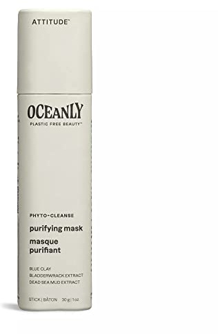 ATTITUDE Oceanly Face Mask Stick, EWG Verified, Plastic-free, Plant and Mineral-Based Ingredients, Vegan Skin Care Products, PHYTO CLEANSE, Unscented, 30 grams