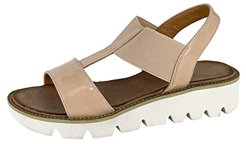 Cipriata L221BEP-6 ALADINA Womens Elasticated Wedge Sandal Nude Patent size 6 UK