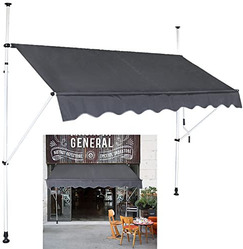 Yznahre Klemmmarkise Balkonmarkise ohne Bohren, Höhenverstellbar Markise mit Handkurbel, UV-Schutz Wasserdicht für Balkon Garten Terrasse (250 x 120 cm, Anthrazit)