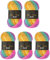 5 x 100g Wollbiene Batik 500 Gramm Wolle mit Farbverlauf mehrfarbig Multicolor Strickwolle Häkelwolle (2080 gelb grau pink)