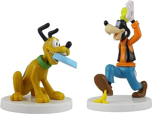 Toptoys2u Schnäppchenbündel Mickey Mouse und seine Freunde, 3D-Figuren, sehr detaillierte Miniatur-Figuren, perfekt für Kuchenaufsätze, 5 cm, Pluto und 8 cm Goofy, Doppelpack