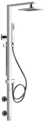 Gessi Rettangolo Duschsäule mit Aufputz-Thermostat, automatischer Umstellung, Höhe 1180 mm, Kopfbrause 216x140 mm und Handbrause, 23411, Farbe: Finox Optik