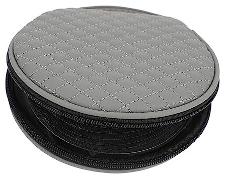 KONTONTY Stylish Cd Wallet Case Practical Cd Holder for Car Travel Storage Bag for Cds Dvds Discs Compact Organizer with Zipper Closure