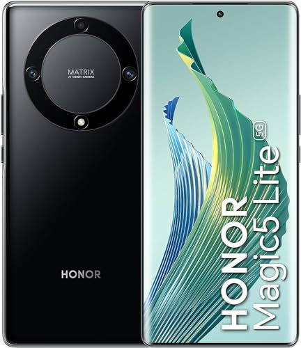 HONOR Magic 5 Lite téléphone 5G, Smartphone Batterie 5100 mAh, Écran AMOLED Incurvé 120Hz, Triple Appareil Photo 64MP, 8+256 Go, Fin et Léger, Double SIM, Android 12