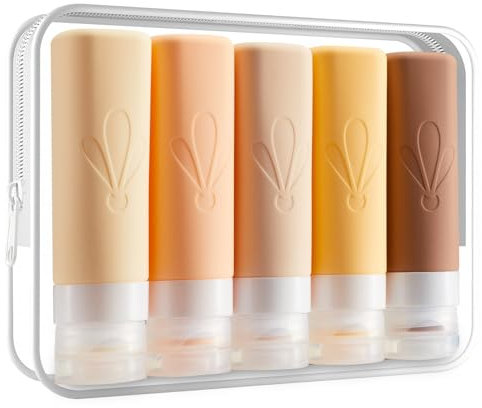 INSFIT Travel Bottles for Toiletries, CAA Approved 3oz Travel Size Containers, BPA Free Leak Proof Squeezable Silicone Tubes for Shampoo Conditioner Lotion Soap with Labels