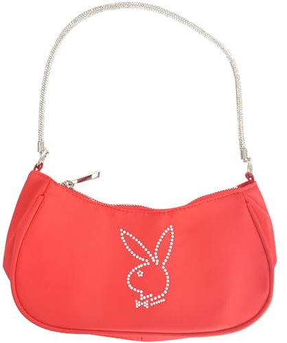 Playboy Umhängetasche Damen Geldbörse Handtasche mit Strass Tragegurt und Bunny Logo Rot, Rot/Ausflug, einfarbig (Getaway Solids)