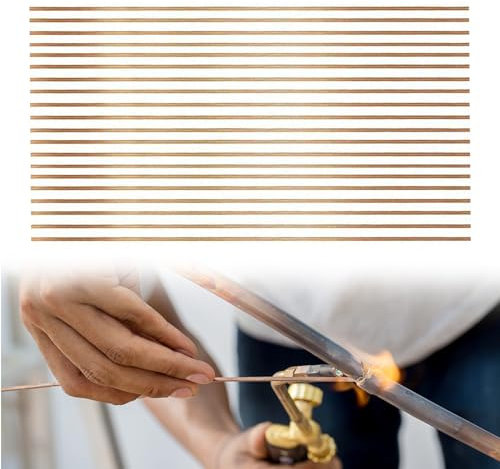 20 Varilla Soldar Cobre, 40 cm Varilla de Cobre Varillas De Soldadura Redondas De Cobre Fosforado Consumibles Para Soldar Tubos De Cobre De Aires Acondicionados Y Refrigeradores