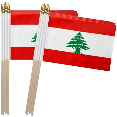 TSMD Libanon-Flagge, Libanesische Republik, kleine Mini-Handflaggen, 12,7 x 20,3 cm, 12 Stück