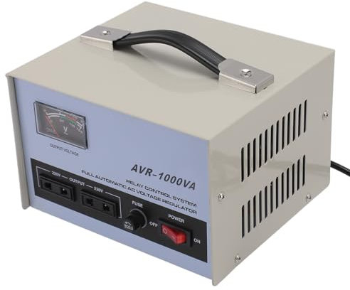 1000W Régulateur de Tension Automatique avec 2 SAFE WIRE Régulateur de Tension Variable AC 1000 W Entrée 160-250 V Transformateur Variable de Sortie 220 V 3 Prises (Prise UE)