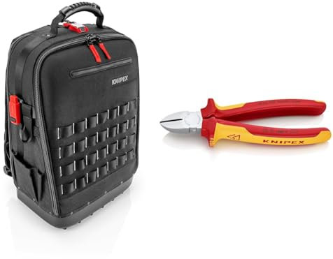 KNIPEX Modular X18 Werkzeugrucksack, leer, 58 Steckmöglichkeiten & Seitenschneider, verchromt, 180 mm, Chrom-Vanadium Stahl