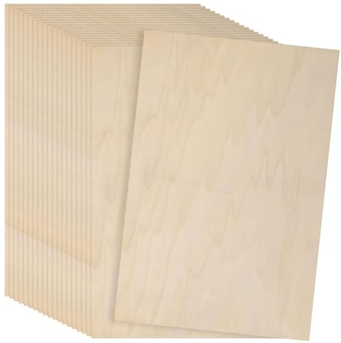 YUENPUN Lot de 20 feuilles de contreplaqué A4 rectangulaires de 300 x 200 x 2 mm, panneaux de contreplaqué brut pour projets de bricolage, peinture