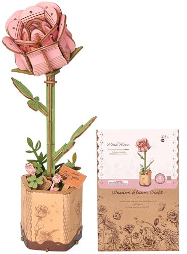 ROBOTIME Fiori Secchi Decorativi, Puzzle 3D in Legno, Modellismo da Costruire Adulti, Regali Compleanno Donna San Valentino, Decorazione per la Casa, TW041
