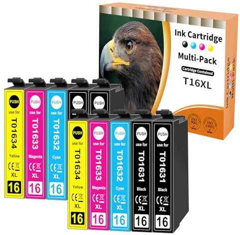 Starlet24 10x 16XL Patronen Kompatibel für Epson 16 XL T1631 T1632 T1633 T1634 Druckerpatronen für Workforce WF-2760 WF-2630 WF-2510 WF-2660 WF-2750 WF-2650 WF-2540 WF-2530 WF-2520