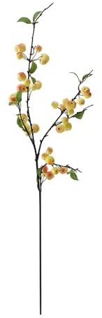 Wnvivi 2pcs 105 Cm Artificial Apple Stems,Faux Mini Apple Twigs,Artificial Apple Shrubs,Lifelike Fake Apple Tree Branches for Home Wedding Decor (Yellow)