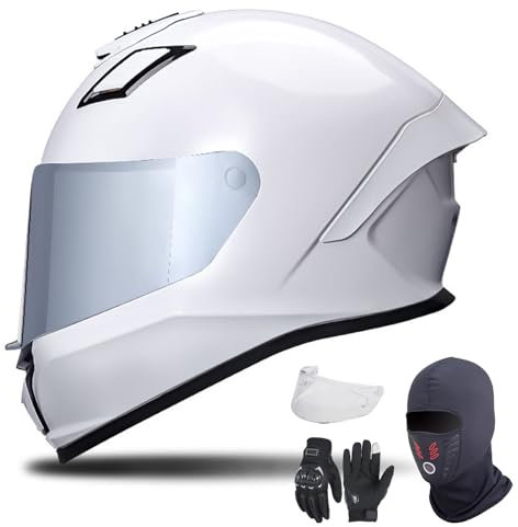 GNIUBBDB Full Face Motorcycle Helmet with Clear and Tinted Visors for Adult Men Women Motorbike Racing Street Bike Helmets ECE Approved B,S (50-52 CM)