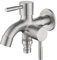 Humkopnl Rubinetto da giardino a doppia uscita, rubinetto esterno in acciaio inox, rubinetto 'acqua a doppia uscita, rubinetto da giardino a due vie, uscita per tubo 'acqua versatile per