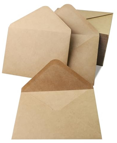 YFLeomry 100 Stück Briefumschläge Kraftpapier mit DIY Kraftpapier Umschläge Briefumschläge B6 Ohne Fenster für Geburtstagskarten Hochzeiten Dankeskarten Grußkarten