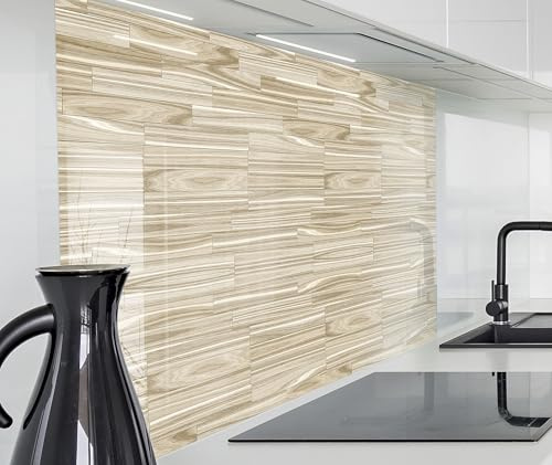 timalo Spritzschutz Wand für Herd, Küche Küchenrückwand Glasoptik | Acryl Glas 2mm | Glasrückwand Acrylglas Wandpaneele Rückwandschutz Platte | 60x40cm Holzwand, Holz
