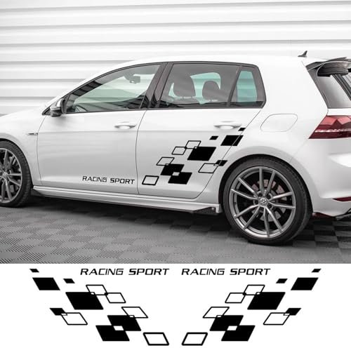 NonWoohdf Auto-Renngitter-Aufkleber, Autokarosserie-Seitentür-Dekor, Vinyl-Aufkleber, DIY-Aufkleber, passend für VW-Polo Golf CC GTI-R LINE-R WRC-TSI