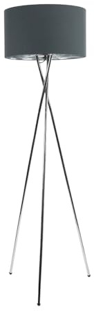 ValueLights | Camden Tripod Floor Lamp Chrome with Charcoal & Chrome Inner Shade & Warm White Bulb | Floor Lamps, Home Décor & Improvement Essential