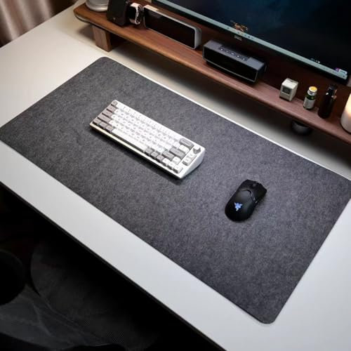 Desk Mat,Felt Table mat,Large Mouse Mat, Non-Slip Desk Pad Desk,Mouse Pad,Office Desk Mat,Keyboard Mat,Computer and Laptop Mat for Desk,for Office/Home/Decor-Existing Dimensions-Dark Grey-90x30cm