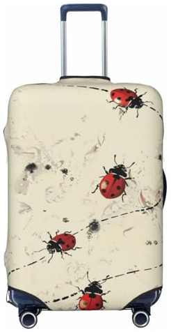 KCGSDEGV Art Ladybug Tracks Print Prints Elastische Gepäckabdeckung mit unsichtbaren Reißverschlüssen – Universeller Kofferschutz für Reisen, Geschäftsreisen, Schwarz , XL(29-32inch suitcase), Koffer