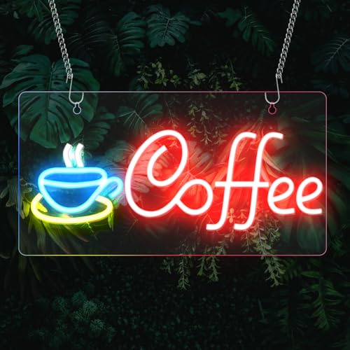 Coffee Neon Sign, Kaffee Leuchtreklame Buchstaben, Coffee Neonlicht Für Wand Cafe Dekor, LED Neon Schild Cafe Neonlicht, LED Lichtzeichen Neons Für Cub, Kaffeehaus, Restaurant