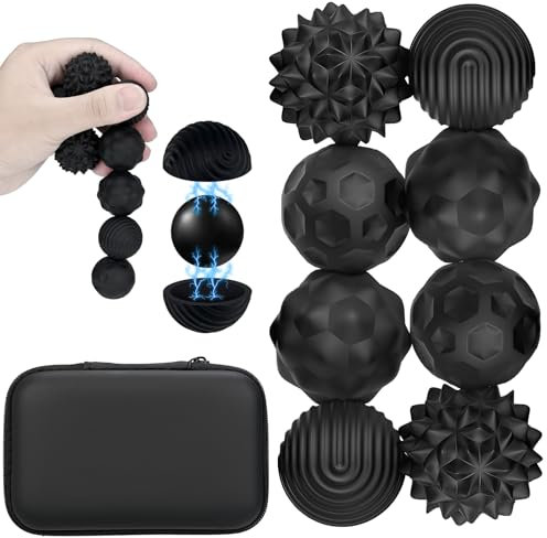 KOOOGEAR 8 Stück Magnetische Fidget Toys,Anti-Stress Spielzeug aus Silikon,Magnetkugeln Stressball Silikon Sensorik Spielzeug,Anziehungskraft Stress Bälle mit Silikonhülle (Schwarz)