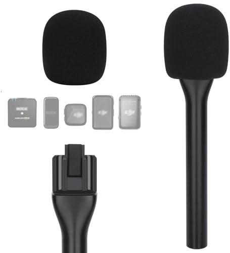 Wireless Interview Mic Handle with Metal Plate - Interview GO Handheld Adapter Compatible with DJI Mic Mini, Hollyland Lark M2 Magnetic Lavalier Microphone by YOUSHARES