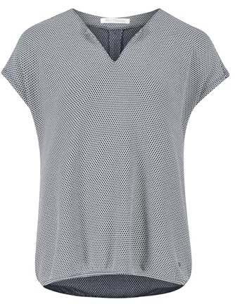 Betty & Co Damen Casual-Shirt mit Struktur L, Dunkelblau/Weiß