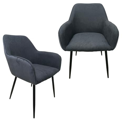 HTI living Stuhl Albany Soft Grau 2er-Set Esszimmerstuhl Armlehnenstuhl Polsterstuhl