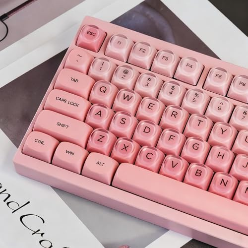 Sumgsn 130 Keys PBT Doubleshot Sakura Pink Jelly Keycaps MOA Profile Keycaps Comaptible with Wooting Keyboard 61/64/87/104/108 Cherry Mx Switches Mechanical Keyboards