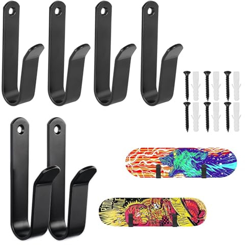 Bajiuxhfei 6 Pezzi Supporto da Parete per Snowboard, Appendiabiti da Parete per Snowboard, Snowboard Accessori Gancio Muro, Snowboard Wall Mount, Skateboard Espositore, per Skiboard, Longboard