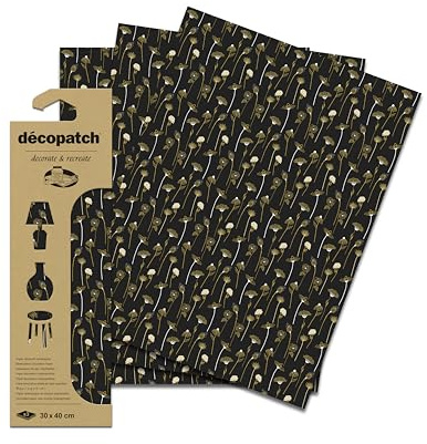 Décopatch C888C - Pack mit 3 Bogen Décopatch Papier 30x40cm Metallic-Effekt